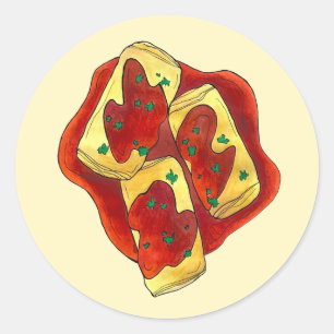 Holishkes Stuffed Cabbage Roll Jewish Cooking Food Classic Round Sticker