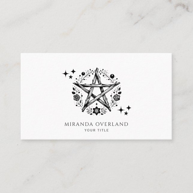 Holistic Business Floral Pentacle Stars Business Card (Front)