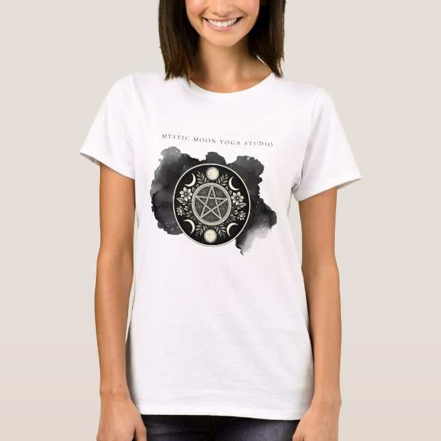 Holistic Celestial Moon Black Ink T-Shirt (Front)