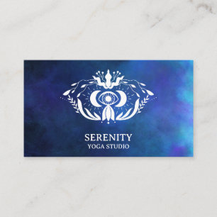 Holistic Celestial Moon Third Eye Nebula Blue Busi Business Card