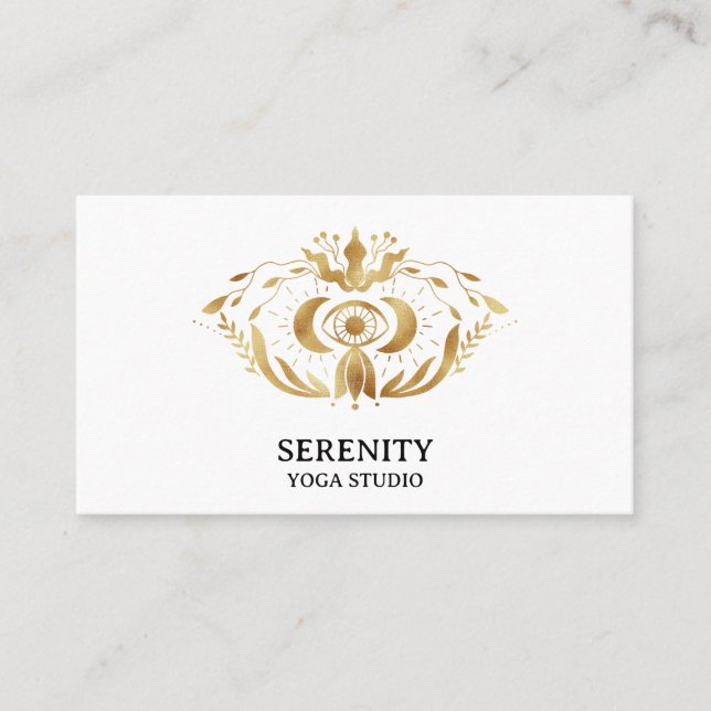 Holistic Celestial Moon Third Eye Yoga Business Ca Card (Front)