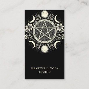 Holistic Celestial Sun Moon Black Business Card