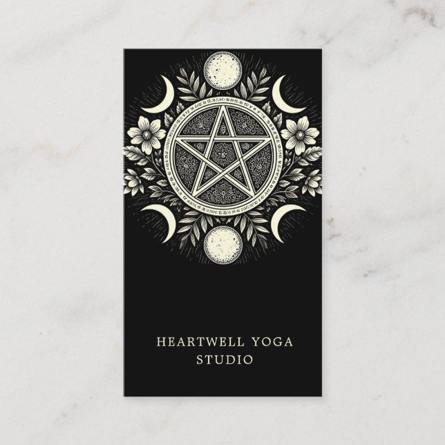 Holistic Celestial Sun Moon Black Business Card (Front)