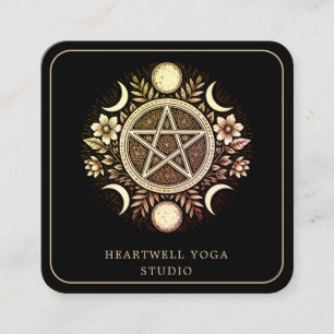 Holistic Celestial Sun Moon Black Square Business Card