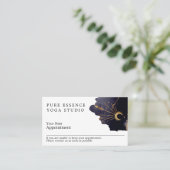 Holistic Celestial Sun & Moon Dark Ink Monogram Appointment Card (Standing Front)