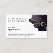 Holistic Celestial Sun & Moon Dark Ink Monogram Appointment Card (Front)