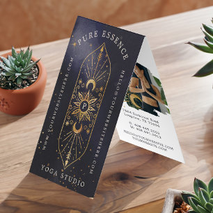 Holistic Celestial Sun & Moon Dark Ink Monogram Business Card