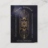 Holistic Celestial Sun & Moon Dark Ink Monogram Business Card (Front)