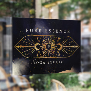 Holistic Celestial Sun & Moon Dark Ink Monogram Window Cling