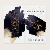 Holistic Celestial Sun & Moon Dark Watercolou Ink  Business Card (Outside Unfolded)