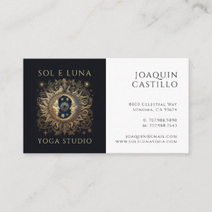 Holistic Celestial Sun Moon Gold Blue Black Yoga Business Card