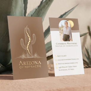 Holistic Desert Cactus Spine Chiropractor Photo Foil Business Cards