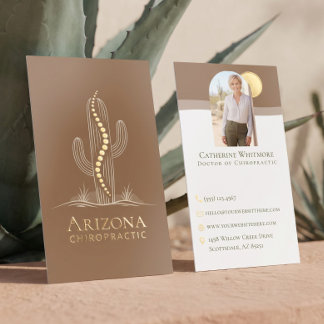 Holistic Desert Cactus Spine Chiropractor Photo Foil Business Cards