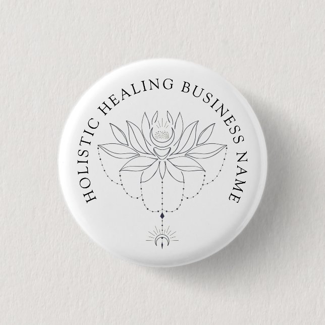 Holistic Healing Lotus Flower Business  Button (Front)