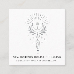 Holistic Healing Moon Crystals Square Business Card