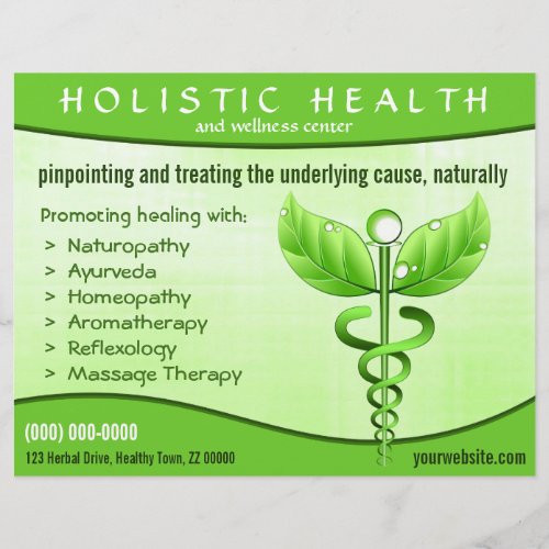 Holistic Health Green Caduceus Symbol 85 x 11 Flyer