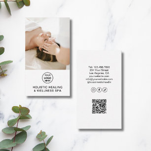 Holistic Health Therapist Logo QR Code White Business Card