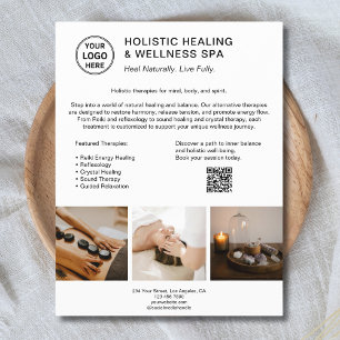 Holistic Health Therapist Logo QR White Business Flyer