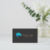 Holistic Health & Wellness Elegant Turquoise Tree  Business Card (Standing Front)
