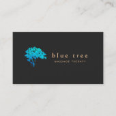 Holistic Health & Wellness Elegant Turquoise Tree  Business Card (Front)