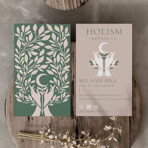Holistic Health  Wellness Healing Hands Celestial Business Card