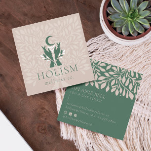 Holistic Health Wellness Healing Hands Celestial Square Business Card