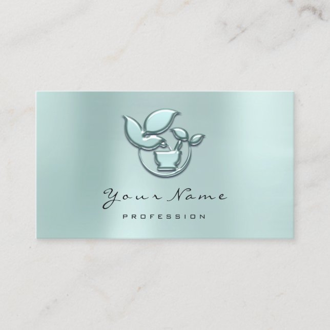 Holistic Herbs Ayurveda Alternative Medicine Aqua Appointment Card (Front)