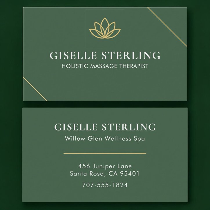 Holistic Massage Therapist Green Gold Business Card