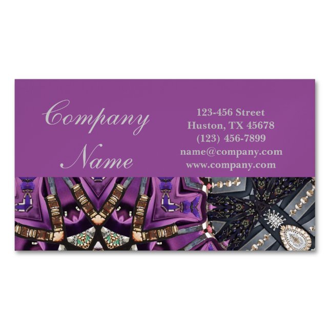 holistic massage therapist Yoga Purple Mandala Magnetic Business Card (Front)