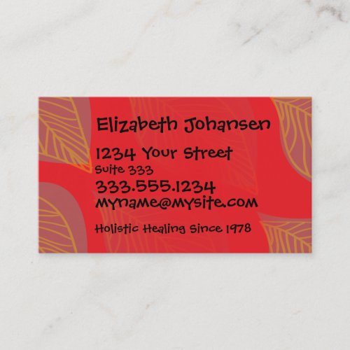 Holistic Massage Therapy Salon Tanning Beauty Spa Business Card
