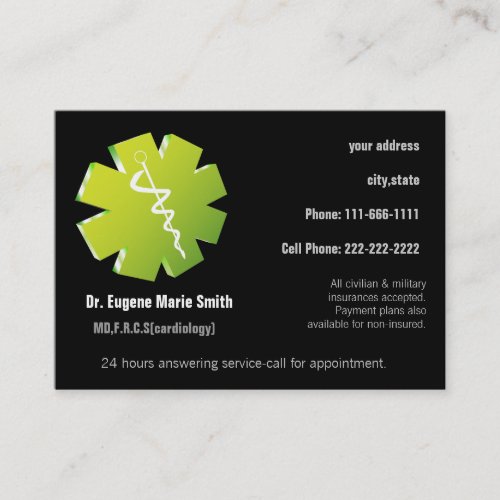 medical Doctors business card with appointment