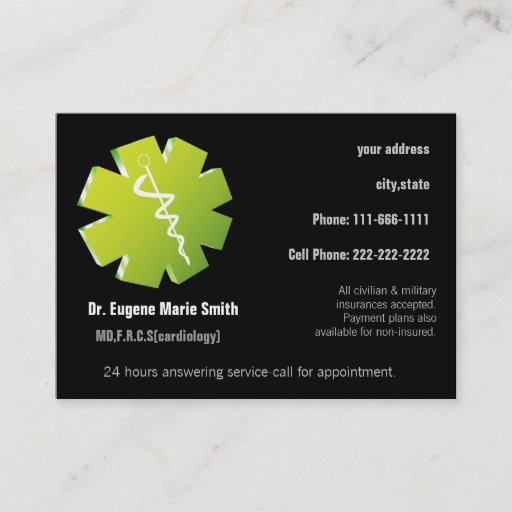 Customizable medical Doctors business card with appointment