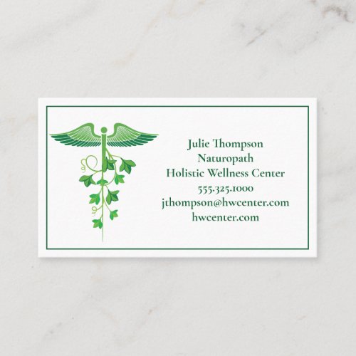 Holistic Medicine Wellness Center Naturopath Green Business Card