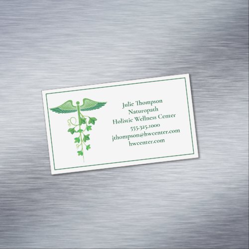 Holistic Medicine Wellness Center Naturopath Green Business Card Magnet