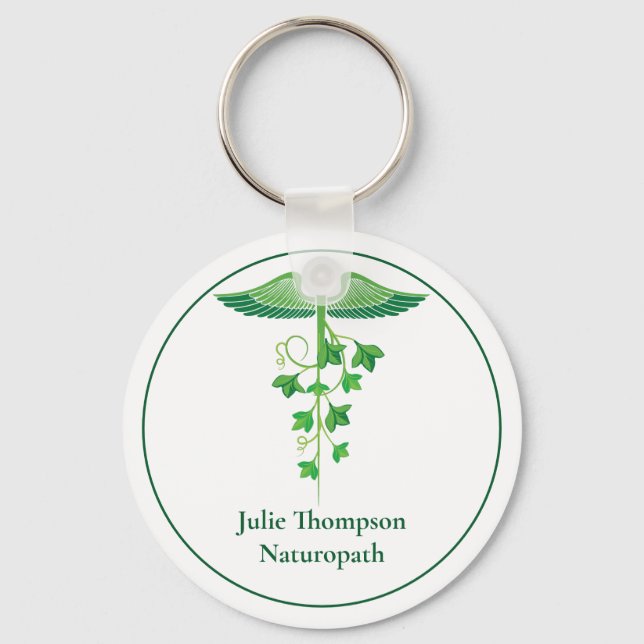 Holistic Medicine Wellness Center Naturopath Green Keychain (Front)