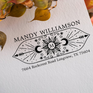 Holistic Spiritual Celestial Sun & Moon Monogram Self-inking Stamp