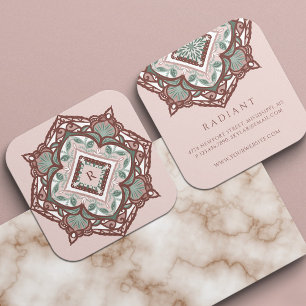 Holistic Spiritual Decorative Floral Mandala Square Business Card