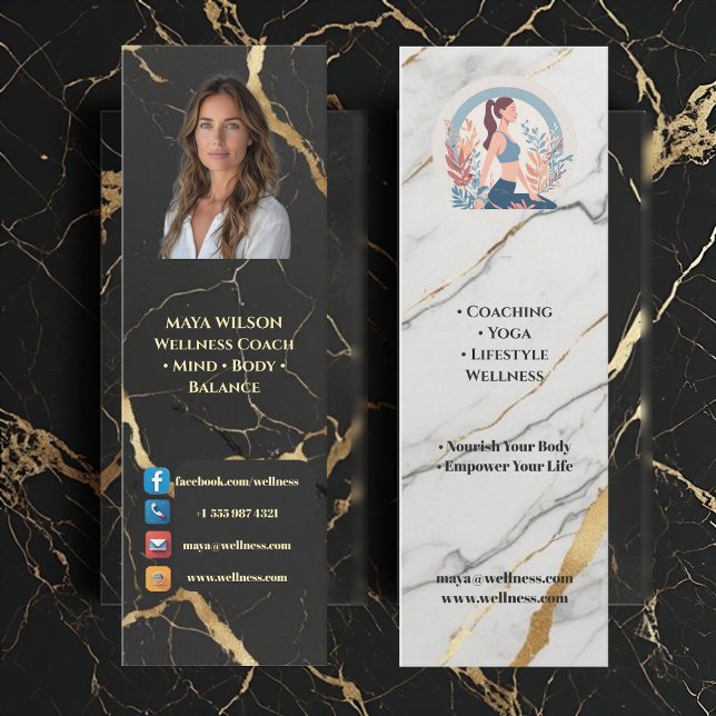 Holistic Wellness Coach Black White Luxury Modern  Mini Business Card (Holistic Wellness Coach Black White Luxury Modern Mini Business Card)