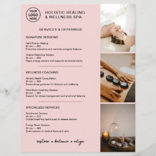 Holistic Wellness Services Menu Logo Photo QR Flyer