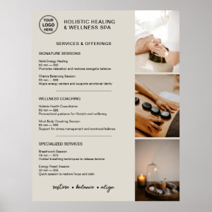 Holistic Wellness Services Menu Neutral Beige Poster