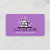 Holistic Yoga Cat Meditating Yoga Pose Purple Business Card (Front)
