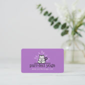 Holistic Yoga Cat Meditating Yoga Pose Purple Business Card (Standing Front)