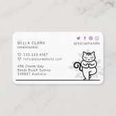 Holistic Yoga Cat Meditating Yoga Pose Purple Business Card (Back)