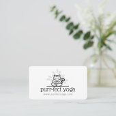 Holistic Yoga Cat Meditating Yoga Pose White Business Card (Standing Front)