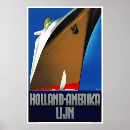 Holland America Line Netherlands Vintage Poster