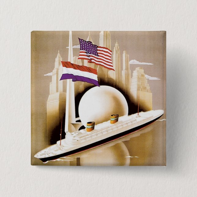 Holland America Line New York Pinback Button (Front)