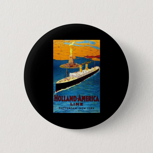 Holland America Line Rotterdam New York Pinback Button (Front)