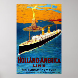 Holland America Line Rotterdam New York Poster