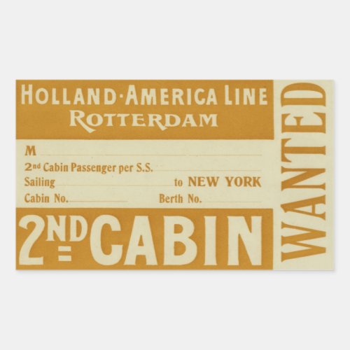Holland America Line Rotterdam Rectangular Sticker