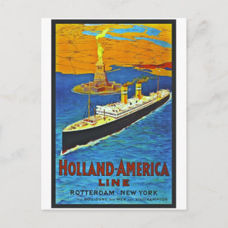 Holland America Line Vintage Travel Poster Postcard